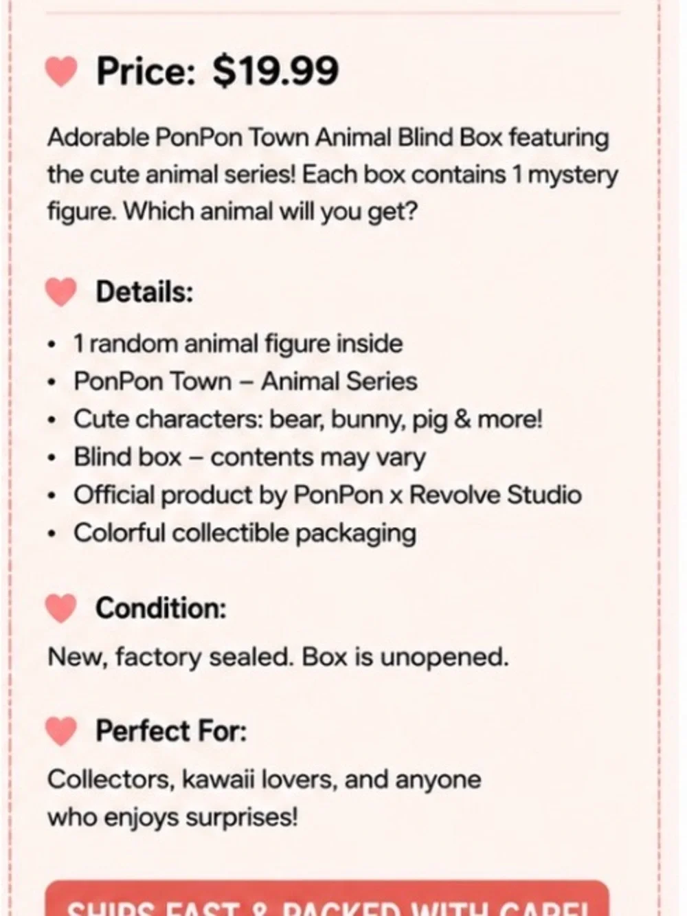 PonPon Town Animal Series Blind Box – Mystery Collectible Figure – New Sealed